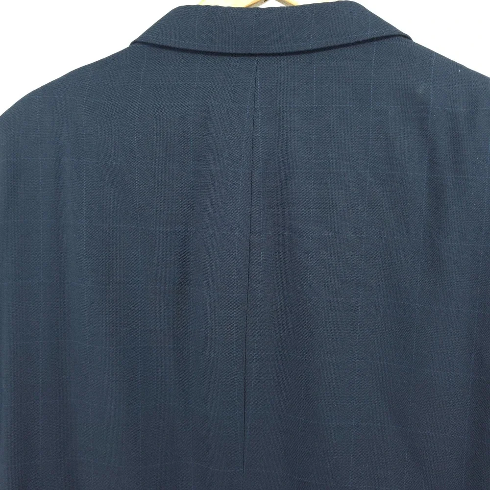 Burberry Mens Kensington Blazer 100% Wool Navy Windowpane 48L Union Made USA